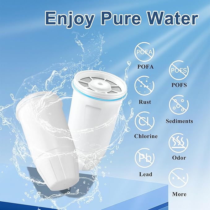 Water Filters Replacement for Z-ero Water Pitchers and Dispenser, 0 TDS Premium Filtration, Reduce Lead/Chromium/PFOA/PFOS - Improve Tap Water Taste (Pack of 2 by TOMOON)