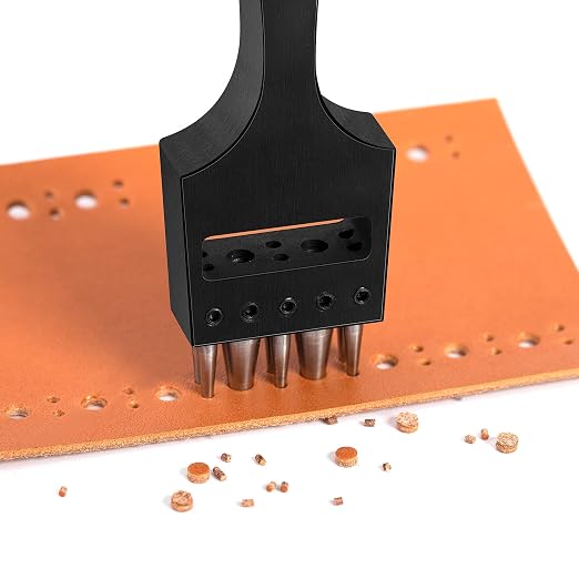 WUTA Brogue Style Leather Hole Punches 8 Holes Puncher DIY Hand Perforated Round Stitching Punch Tools Hole Cut for Leather Shoes Bags