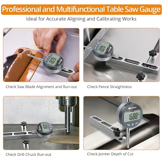 Neoteck 1" Digital Indicator Table Saw Gauge + 132lbs/60kg Magnetic Base