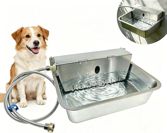 Automatic Dog Water Dispenser Outdoor Self Filling Water Bowl,Flip Cover & Wall-Mounted Design,Suitable for Cats,Dogs,Chickens Ducks Other Poultry,Suitable for Indoor & Outdoor Use