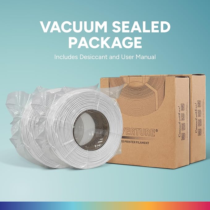 OVERTURE 2KG Bundle High Speed PLA Filament Refill 1.75mm 3D Printer Filament, 2 Pack 1kg (2.2lb) Refilament for Bambu Lab Reusable Spool, Fit Most FDM 3D Printers (White*2)