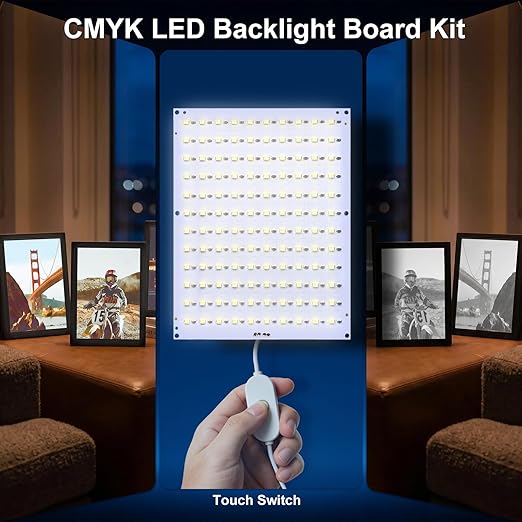 Upgrade 10PCS CMYK LED Backlight Board Kit FAZ007 for Bambu Lab Makerworld Accessories,Control Brightness USB Dimmer Switch, 120 LED Beads, 3D Printer Light Box 5V Type-c Powered