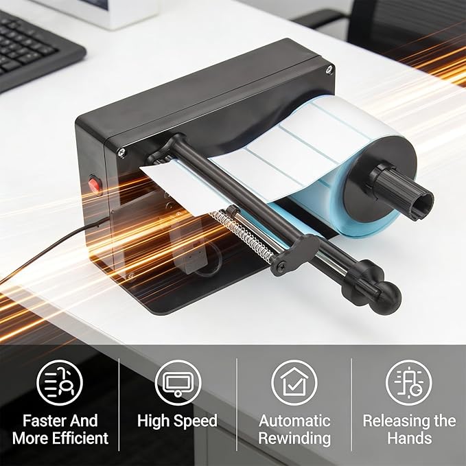 DUEBEL Automatic Label Dispenser, Label Stripper Machine, Label Dispenser for Rolls of Sticker Labels, Automatic Label Peeling, Automatic Label Separator, Sticker Dispenser Machine