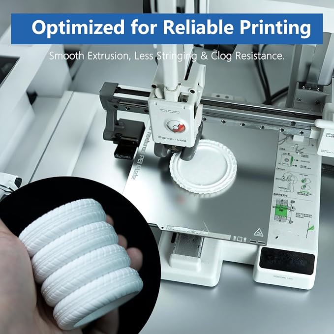 Siraya Tech Flex TPU 64D – High-Performance Elastic 3D Printing Filament, Durable & Wear-Resistant, Easy to Print, ISO 10993 Tested, Ideal for Tough, Durable Abrasion Resistant Parts (White, 1kg)