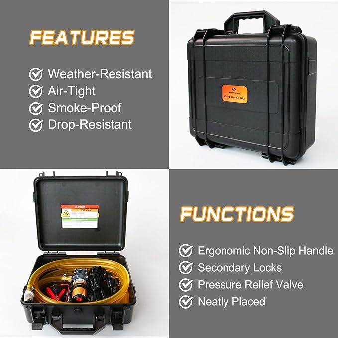 12V 75W Fuel Transfer Pump Kit, 110GPH Gas Transfer Pump with High Elastic Fuel Pipe & 2 Power Cables, Great for Vehicles, Boats, Equipment, Gasoline, Diesel (110GPH, SET)