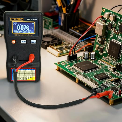 Signstek MESR-100 V2 Auto Ranging in Circuit ESR Meter Capacitor Tester/Low Ohm Meter Up to 0.01 to 100R, Support in Measuring Capacitance Resistance Circuit
