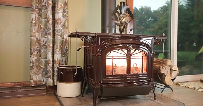Heat Powered Stove Fan for Wood & Pellet Burners: Compatible with Log Burners, 348 CFM Airflow,13" Large 4-Blade Non-Electric Dual Motor Thermal Blower, Black by Freedom Stoves