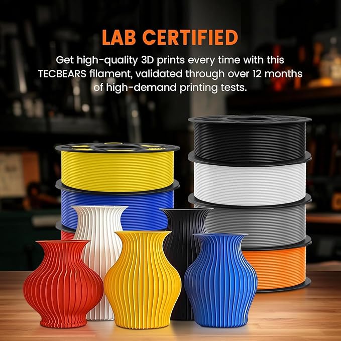TECBEARS PETG Filament 1.75mm 4KG, 3D Printer Filament Bundle PETG, Strong Toughness, 4 * 1KG(1320M) Filament High Precision, Dimensional Accuracy ±0.02mm, Pack of 4,White