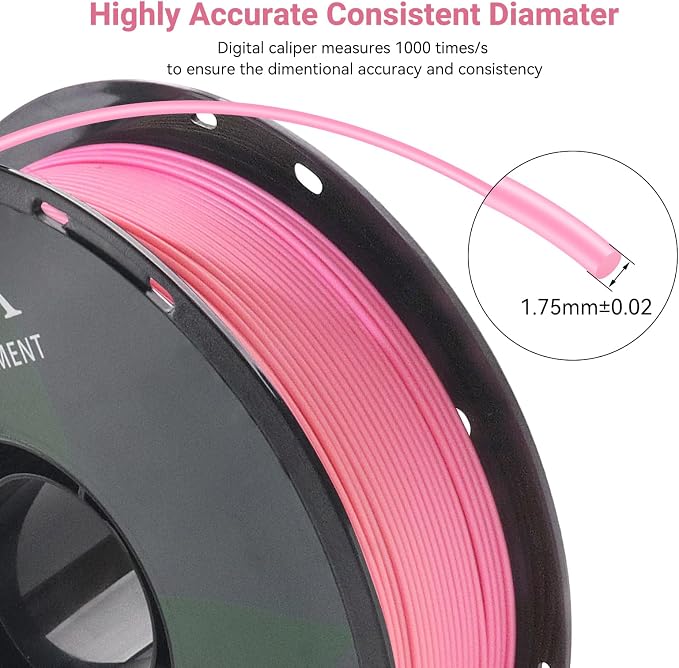Matte Rainbow PLA 3D Printer Filament, 1.75mm, 1KG Spool (2.2lbs),Gradient Filament for Most FDM 3D Printers, Spring Pink