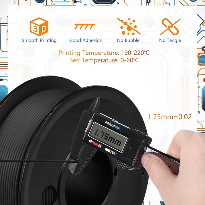 Pangda 3D Printer Filament Pla Bundle 1.75mm Multicolor, ±0.02mm Dimensional Accuracy, 3D Printing Filament for DIY Projects, Holiday Crafts(1.5 kg,Black Color)