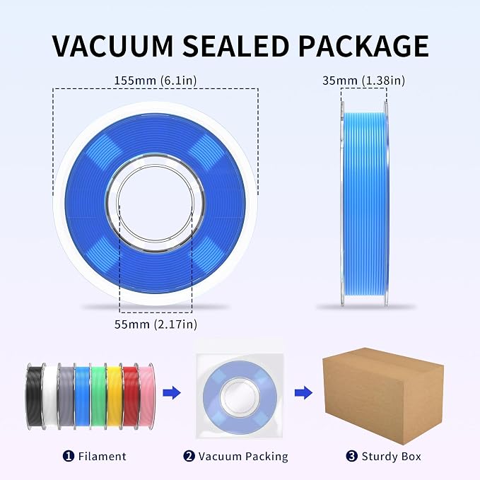 RAMBERY 3D Printer Filament Bundle, PLA Plus Filament 1.75mm, 8 Colors PLA+ Filament, Dimensional Accuracy +/- 0.02mm, 8 Pack 250g Spool, Black/White/Red/Yellow/Gray/Blue/Pink/Mint Green