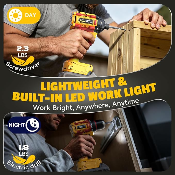 Cordless Brushless Drill Driver and Impact Driver Combo Kit Compatible with DeWalt 20V Battery(Tool Only), DIYtoolifz Brushless Power Tool Combo Set, High Torque, Compact Lightweight, 9 Bits