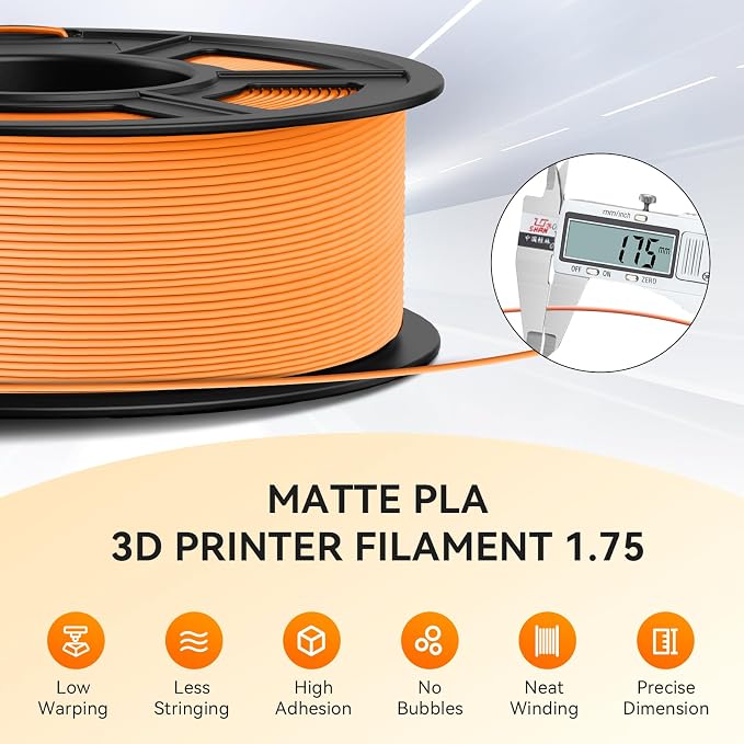 TECBEARS Oak Matte PLA 3D Printer Filament 1KG | Smooth Extrusion, Tangle Free, Vacuum Sealed, 1.75MM Filament ±0.02mm Accuracy, Compatible with Most FDM Printers