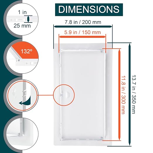 6" x 12" White Metal Access Panel - Wall Access Panel for Drywall - Hidden Wire Cover for Wall Covering Panels - Plumbing, Electricity, Heating Alarm, Bathroom, Dry Wall Hole Cover