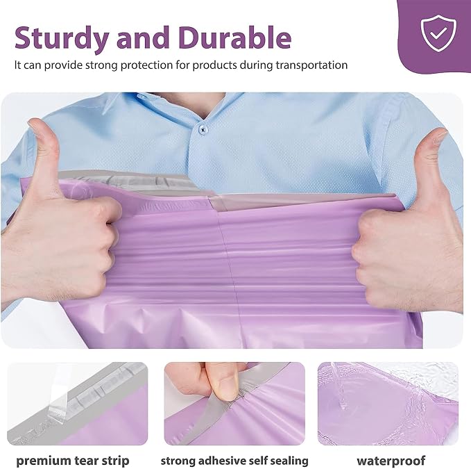 Fuxury Poly Mailers 10x13" 500 pcs, Shipping Bags Bulk for Clothes,Purple | Strong Adhesive Packaging Mailers Poly Bag,Waterproof Self Seal Mailing Envelopes,For Books Clothing Business,Boutique&Online