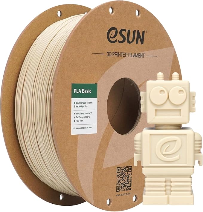 eSUN PLA Basic Filament 1.75mm, 3D Printer Filament High Speed PLA for Fast Printing, 1KG Spool (2.2 LBS) 3D Printing Filament for High Speed 3D Printers, Bone White