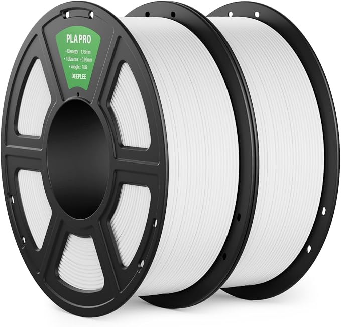 PLA PRO Filament 1.75mm, Stronger Toughness 3D Printer Filament, PLA Filament Dimensional Accuracy +/- 0.02 mm, Neatly Wound, Fits Most FDM 3D Printer, 2 Pack White