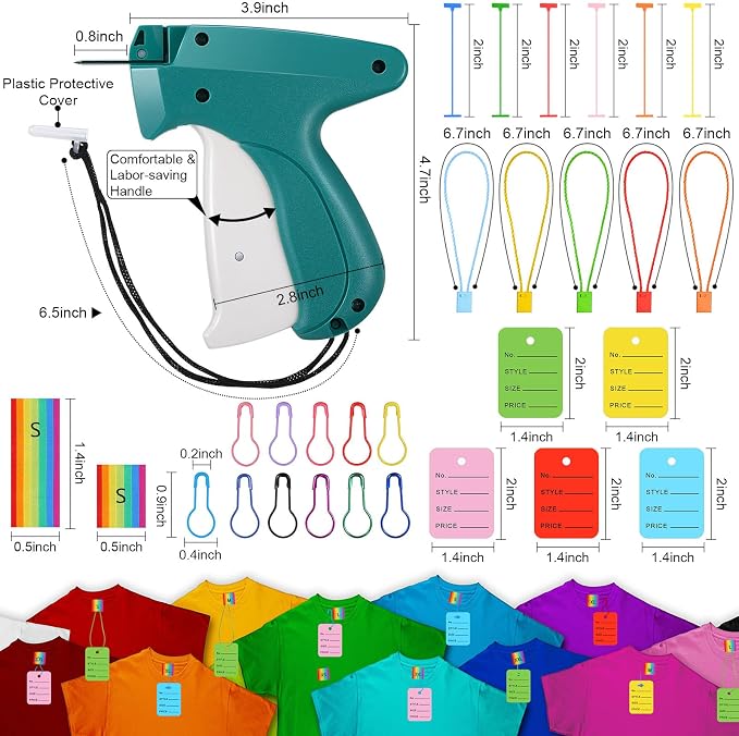 Chumia 3576 Pcs Tagging Guns for Clothes Labels Attacher Stitch Guns for Clothing with 3000 Barbs, 5 Needles and 100 Price Tags, Sewing Kit for Retail Stores, Garage Yard Sales(Colorful)