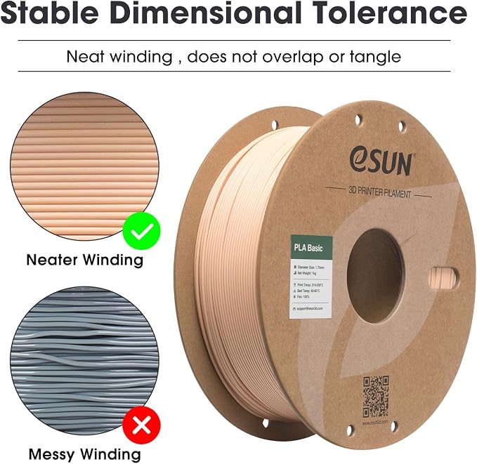 eSUN PLA Basic Filament 1.75mm, 3D Printer Filament High Speed PLA for Fast Printing, 1KG Spool (2.2 LBS) 3D Printing Filament for High Speed 3D Printers, Beige