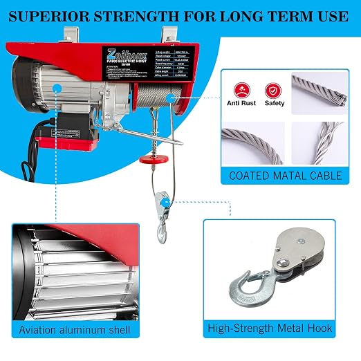2 in 1 Electric Hoist,440 lbs Attic Lift Electric Hoist with Remote Control | 16ft/33ft Lifting Speed,328ft Wireless/Wire Electric Hoist Winch for Garage,Warehouse,Factory,Construction Site