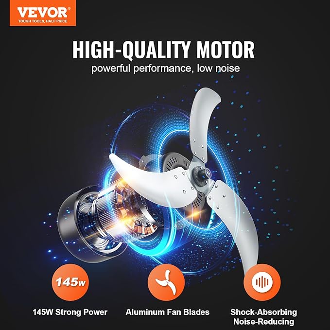 VEVOR Drum Fan, 24 Inch 8700 CFM High Velocity Heavy Duty Floor Shop Fan, 3-Speed, 5ft Cord, 360°Adjustable Tilting, Commercial Industrial Use for Warehouse, Workshop, Factory, Basement