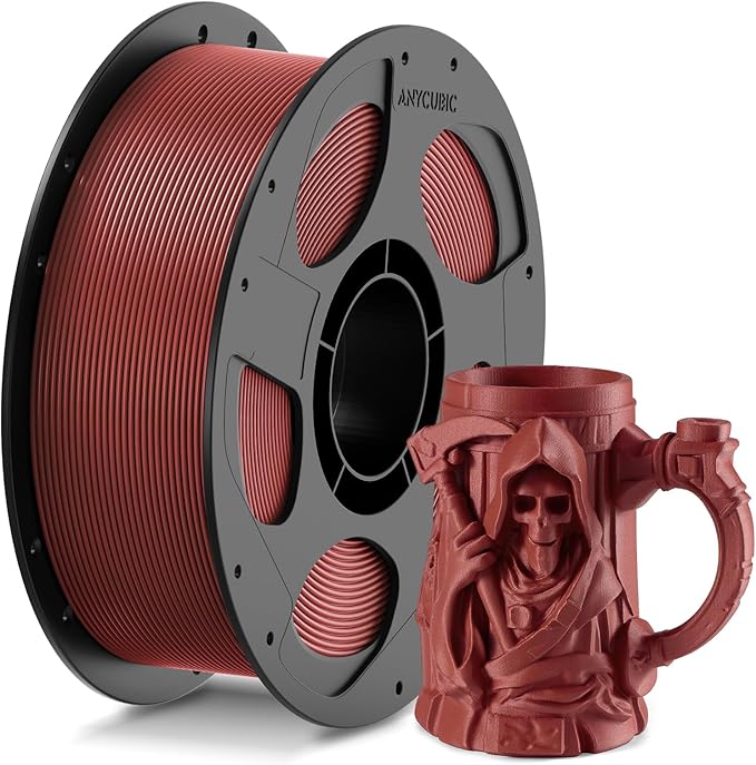 ANYCUBIC PETG-CF Carbon Fiber 3D Printer Filament 1.75mm, Durable Impact & Heat Resistant, Satin Carbon Fiber Texture, 1KG Reusable Spool, Syrup Brown