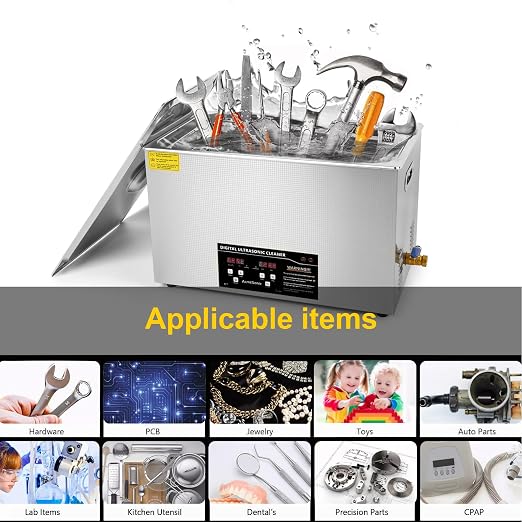 Ultrasonic Cleaning Machine 30L Digital Ultrasonic Parts Cleaner with Timer 42kHz SUS 304 Stainless Steel Lab Sonic Cleaner for Professional Tools,Metal Parts,Jewelry,Eyeglasses