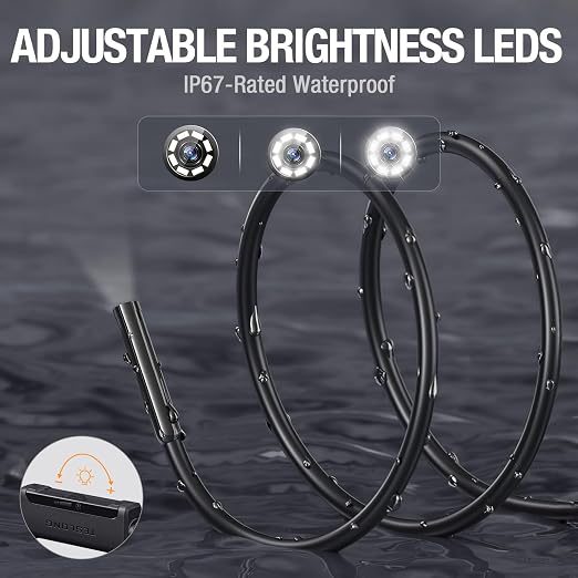 Teslong 50FT USB-C Borescope Inspection Camera with Light, Flexible Waterproof Endoscope Snake Cable, Compatible Only with iPhone 15/16, USB-C iPads & Android Phones for DIY Pipe & Drain Inspection