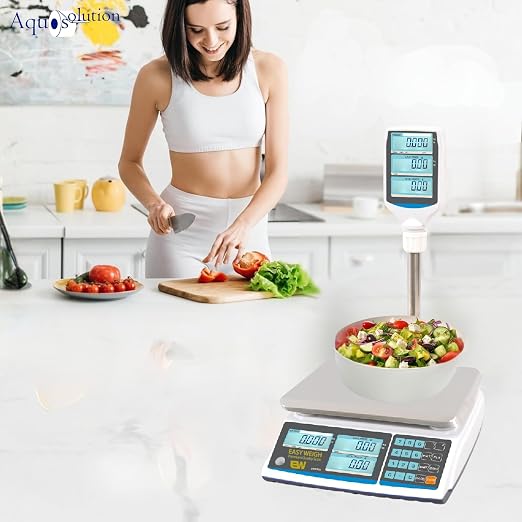 Aquos Digital Kitchen Scale Class III Legal for Trade Price Computing Scales Food & Retail Scale with LCD Backlit Display Tare Function & Stainless Steel Platform (Pole Display, 60Lbs)