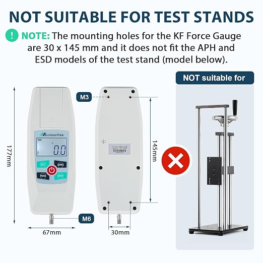 500N Digital Force Gauge Push Pull Meter Portable KF-500N | Multi Units N LB Kg Oz Storage Case Auto Backlit LCD Auto Power Off for Compression Tensile Destructive Test