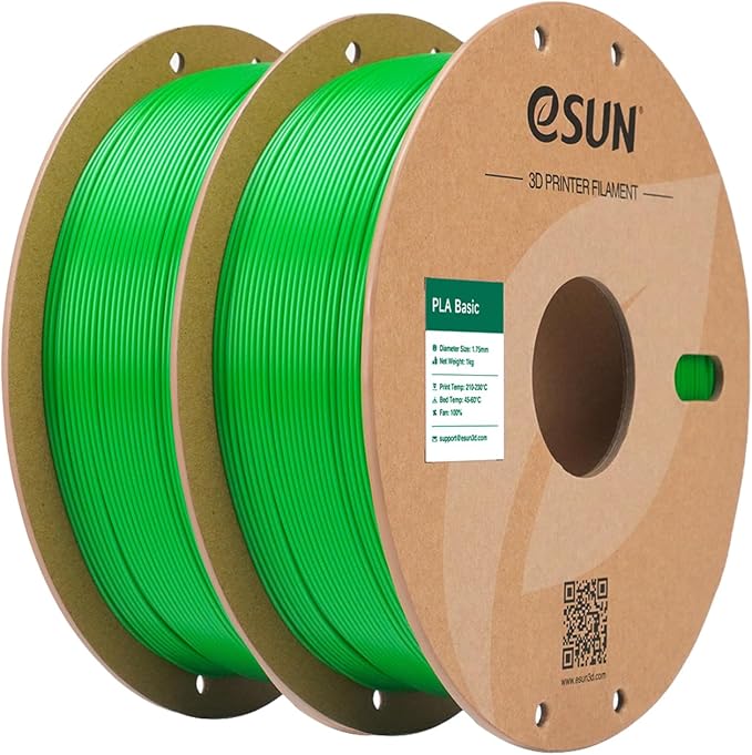 eSUN PLA Basic Filament 1.75mm, 1KG Spool (2.2 LBS) High Speed Printing 3D Printer PLA Filament,Designed for Fast Printing, Green 2Pack
