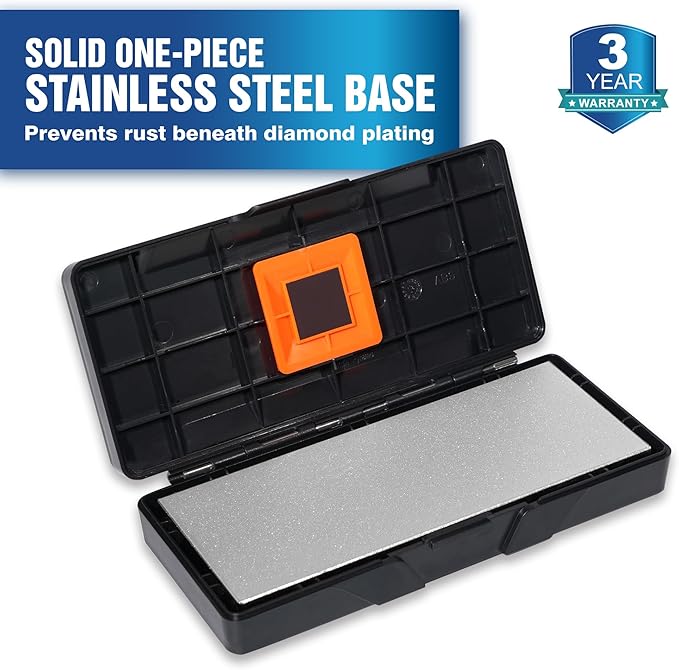 SHARPAL 156N Double-sided Diamond Sharpening Stone Whetstone Knife Sharpener | Coarse 325 / Extra Fine 1200 Grit | Storage Case with NonSlip Base & Angle Guide (6 in. x 2.5 in.) Gifts for Men