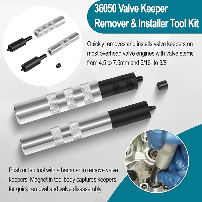 HW0107 Valve Seal Removal Pliers & 36050 Valve Keeper Installer/Remover Set, Fits Valve Engines, Cars, Motorcycles, Marine