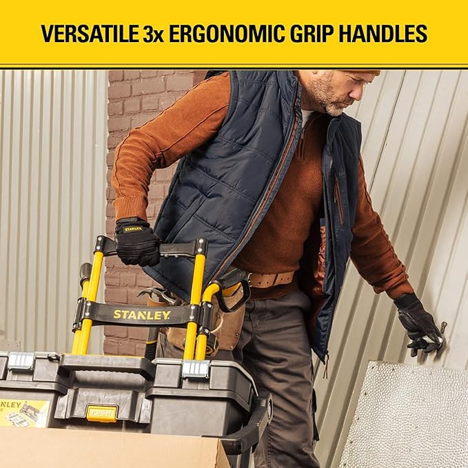 Stanley Heavy-Duty Folding Hand Truck & Dolly, 400 lbs. (181 kgs.) Capacity, Professional Grade, Compact, Lightweight & Slim Design, Easy Storage, Steel Frame, Ergonomic 3 Handle Design (SXWT-FT591)