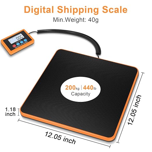 Fuzion Shipping Scale, 440LB x 10g Accurate Digital Postal Scale, Hold/Tare | Carbon Fiber Platform, Digital Shipping Scale for Packages, Luggage, Mailing, Small Pet, Battery & AC Adapter Included