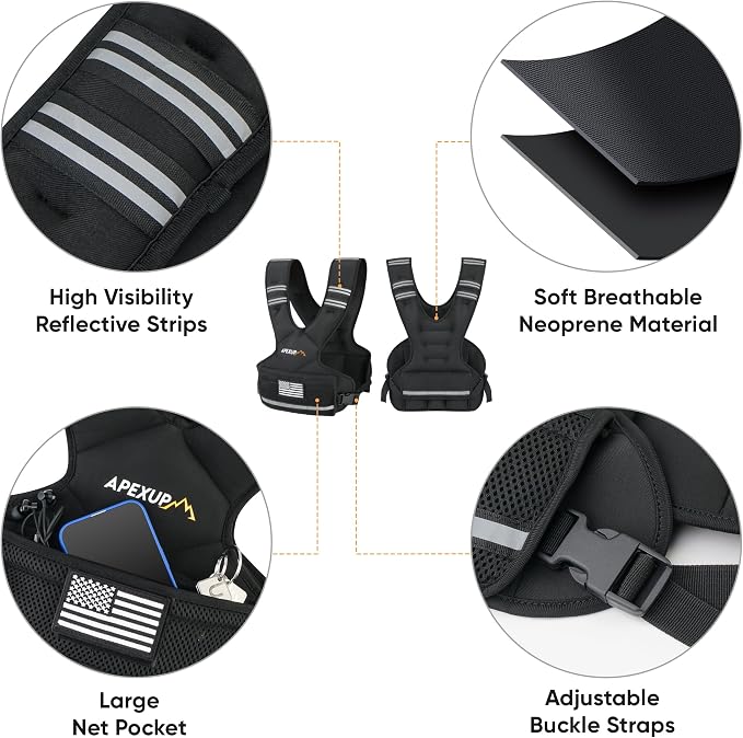 TICONN Reflective Safety Vest (1PK,L) + Adjustable Weighted Vest 4-10lbs