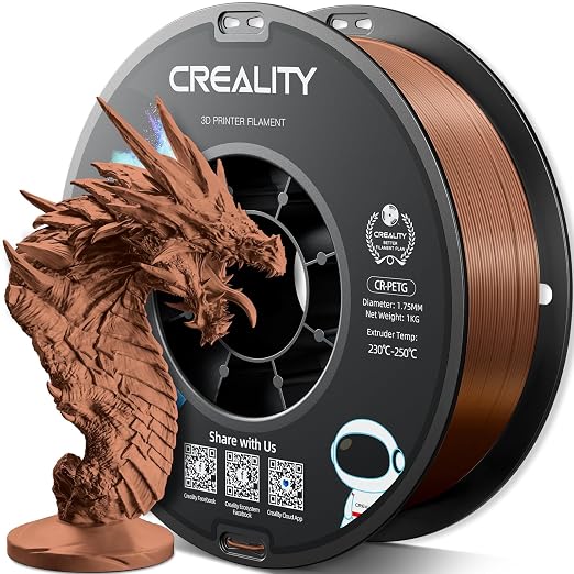 Official CREALITY PETG 3D Printer Filament 1.75mm 1KG (2.2lbs), High Precision Strong Toughness, Odorless Better Flow Moistureproof 3D Printing Ender Filament