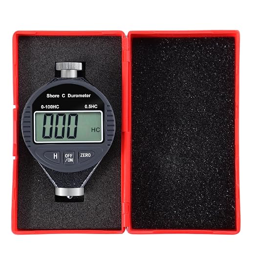 Hardness Tester, Durometer Shore Type C 0-100HC, Digital Durometer 0.1HC Resolution, with Large LCD Display for Flooring, Rubber, Tires, Plastics, Thermal Plastics