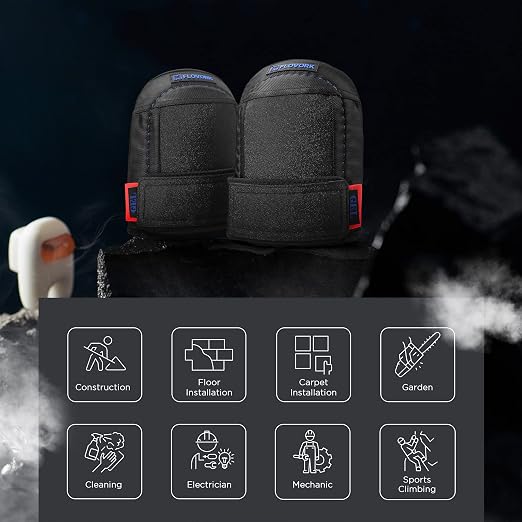 Knee Pads for Flooring Roofing Gardening Concrete with Soft GEL Padding,Machine Washable,PU Leather, Black Large