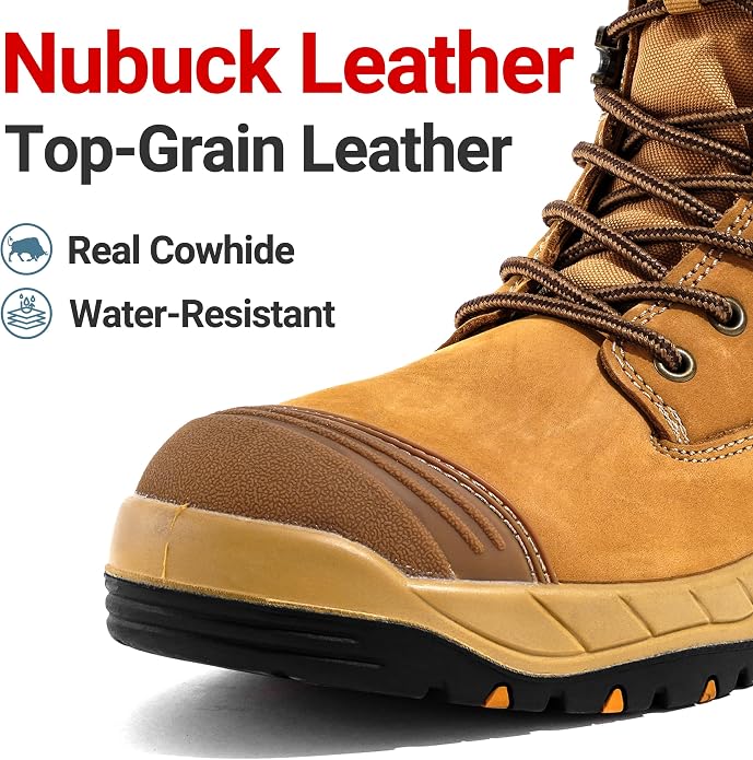 Steel Toe Work Boots for Men and Women, S3 Certified Safety Boots with Lace-Up Design, Waterproof, Anti-Puncture, Slip-Resistant, Ideal for Construction, Outdoor