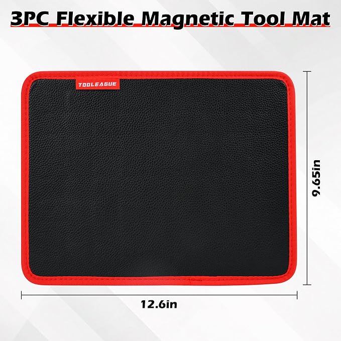 TOOLEAGUE 1Pc Magnetic Tool Mat with 25Lb Telescoping Magnetic Pickup Pen,Parts Tool Holder Pad for Organizing Mechanic Wrench Screw Bolts Nuts and Other Small Metal Parts
