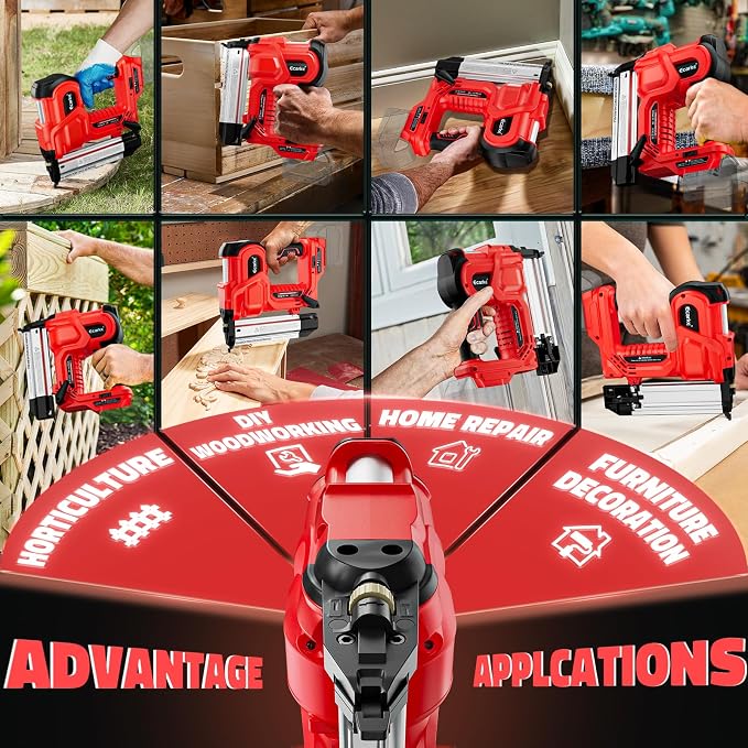 Ecarke 2" Electric Nail Gun Compatible with Milwaukee 18V Battery(Tool only),2 in 1 Cordless Brad Nailer Stapler with 1000 Nails,18 Gauge Nail Gun Battery Powered,2 Firing Modes for Trim Wood DIY