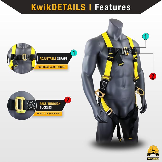 KwikSafety - TAIPAN Safety Lanyard [HARNESS COMBO] Flat Safety Harness Lanyard Fall Protection ANSI Tested OSHA