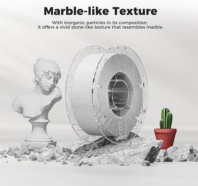 Creality Hyper PLA RFID Marble Filament 1.75mm 1KG, Realistic Stone-Like PLA 3D Printer Filament with RFID, High Speed 30-600mm/s, Natural Marble Texture Filament for Most 3D Printers