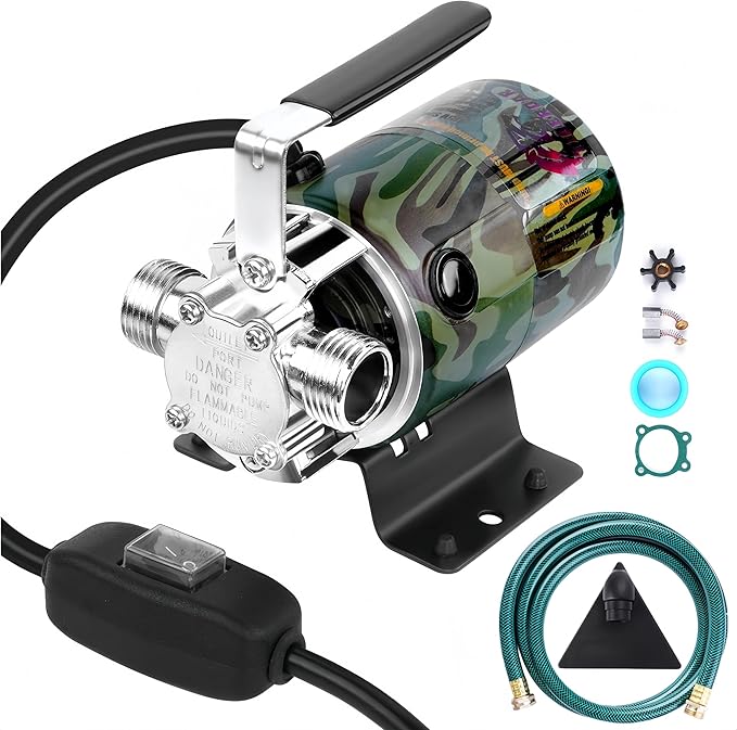 TIGEROAR Water Transfer Pump 115V With Switch 330 GPH Utility Pump 0.1HP Pool Pump Lightweight Portable with 6 ft. Hose and 3/4 in. Ports for Water Draining