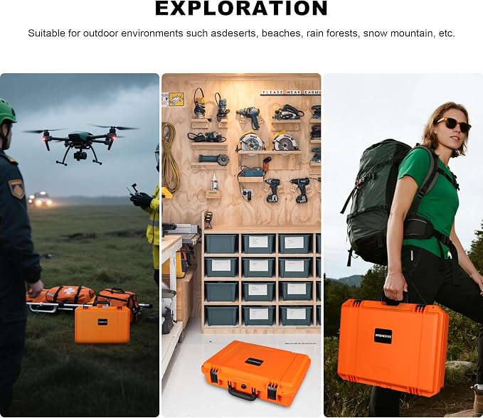 IP67 Waterproof Protective Hard Case with Custom Foam Insert, 18", Orange | For Tool Storage, Equipment Transport And Field Work; Fits Tools, Cameras, Drones, Audio Gear And Test Instruments