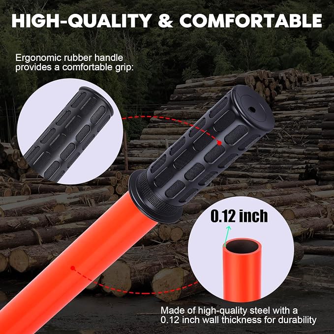 FAHKNS 50.9" Timberjack Log Lifter, Adjustable Log Roller Cant Hook, Ups to 15.5" in Dia Log Roller Tool, Heavy Duty Steel Log Jack, Logging Tools for Rolling and Raising Up Logs