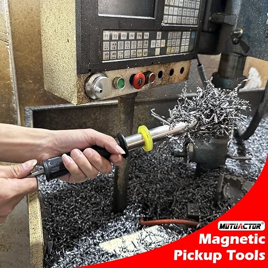 MUTUACTOR Magnetic Pickup Tools,8000GS Neodymium Sweeper Magnet with Release Handle,Adjustable Magnetic Chips Cleanup Wand for Collecting Metal Steel Cutting Grinding Drill Press Milling Machine