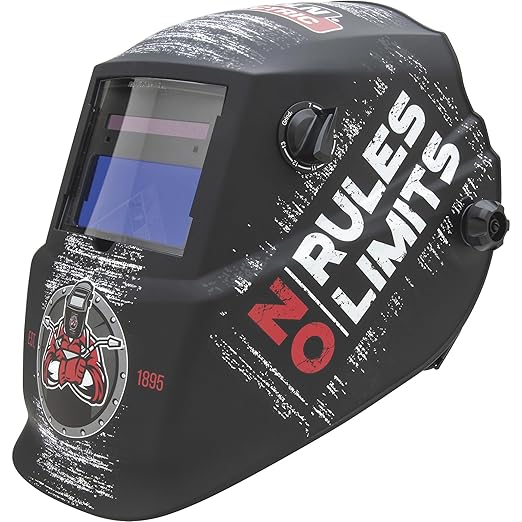 Lincoln Electric No Rules No Limits Welding Helmet K4983-1, Auto Darkening, Lightweight Weld Headgear, Shade 7-13, Grind Mode, Use for Stick, TIG, Pulsed TIG, MIG, Pulsed MIG, Flux Core, Gouging