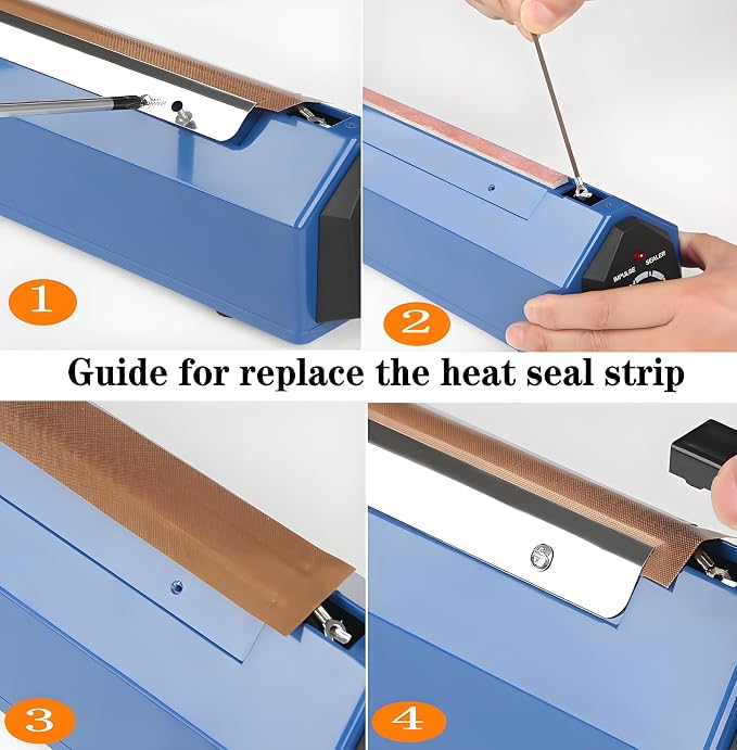 Impulse Sealer 12 inch Manual Heat Sealer Machine with Adjustable Heating Mode, ABS Shrink Wrap Bag Sealers for Plastic PE PP Bags, Portable Poly Bag Sealing Machine with Extra Replace Kit(Ivory)